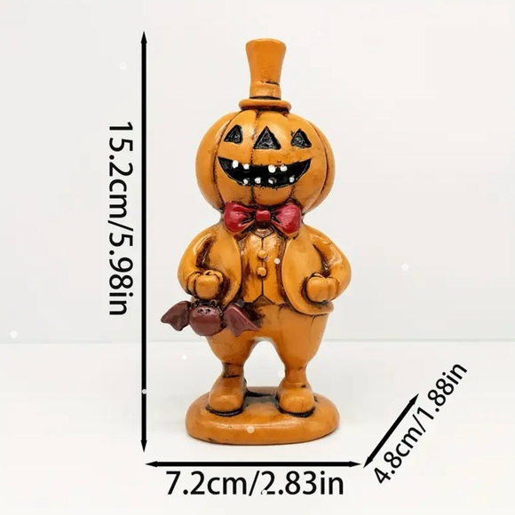 New Vintage Halloween Style Pumpkin Man with Bat - Picture 2 of 4